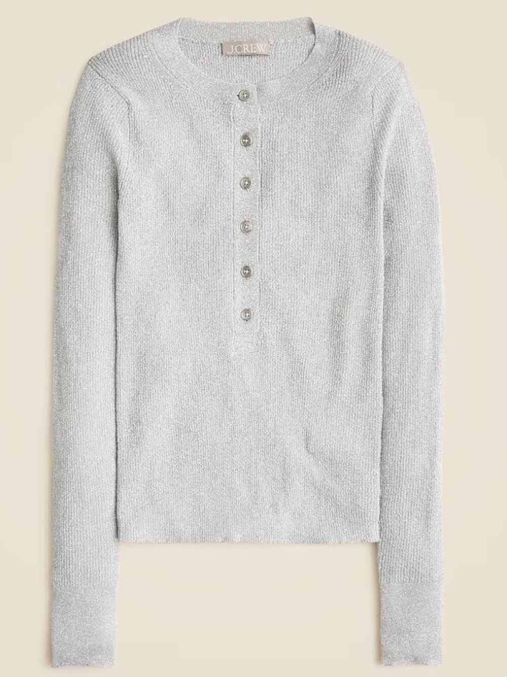 J. Crew Silver Lurex Crewneck Henley (XL) - NWT
